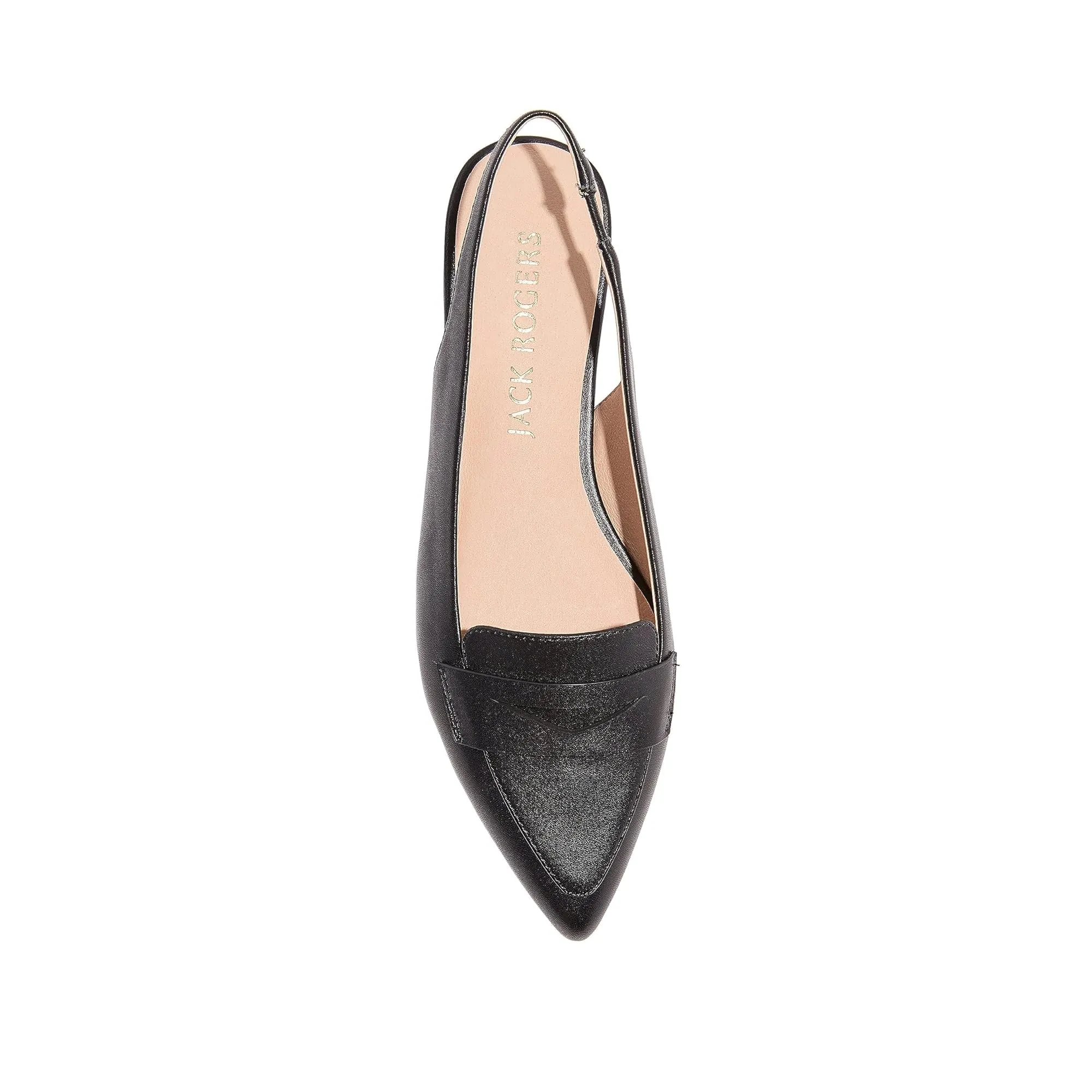 Jack Rogers Women's Pennie Sling Back Ballet Nappa Loafer, Black, 6.5