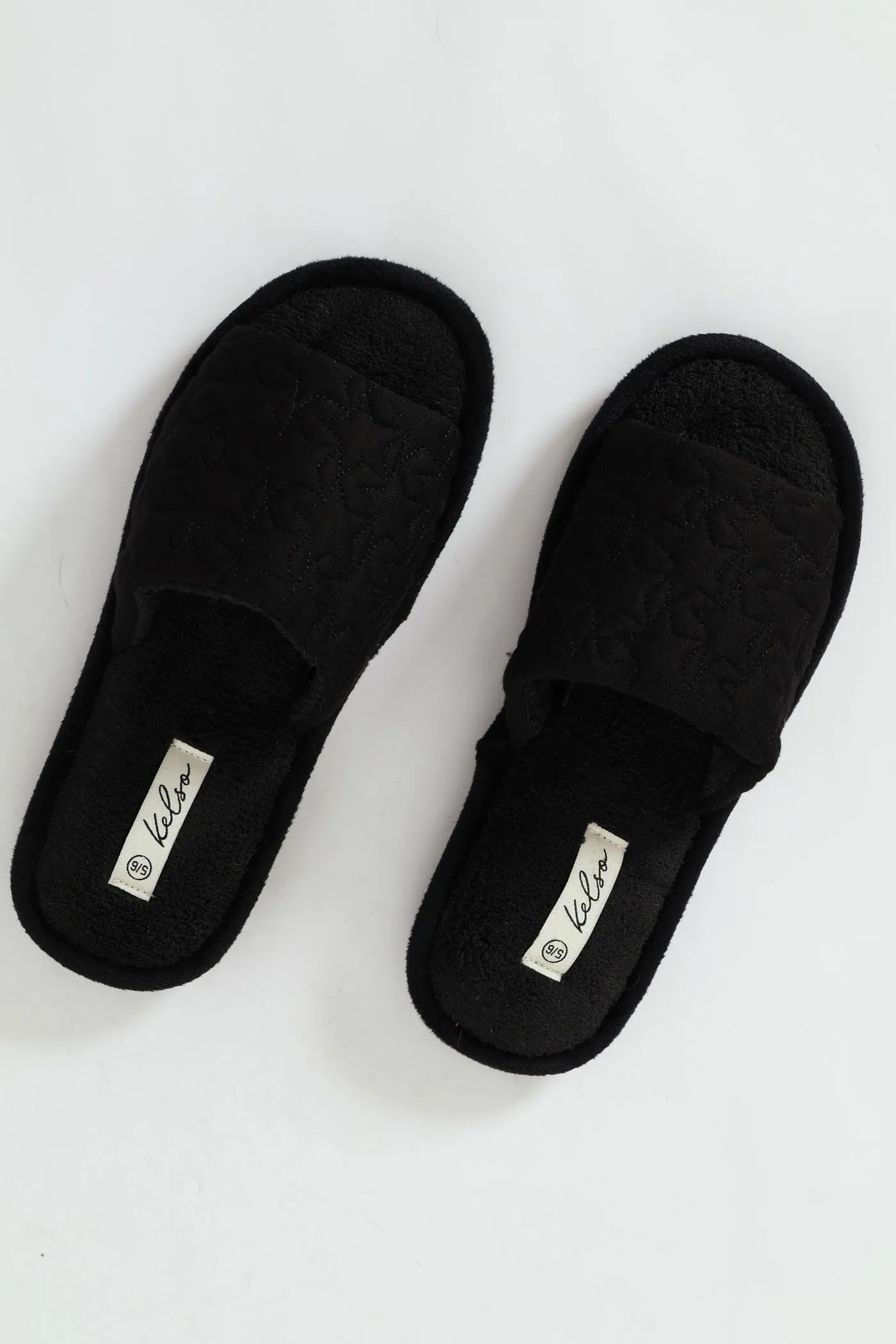 Jersey Knit Single Band Mule Slipper - Black