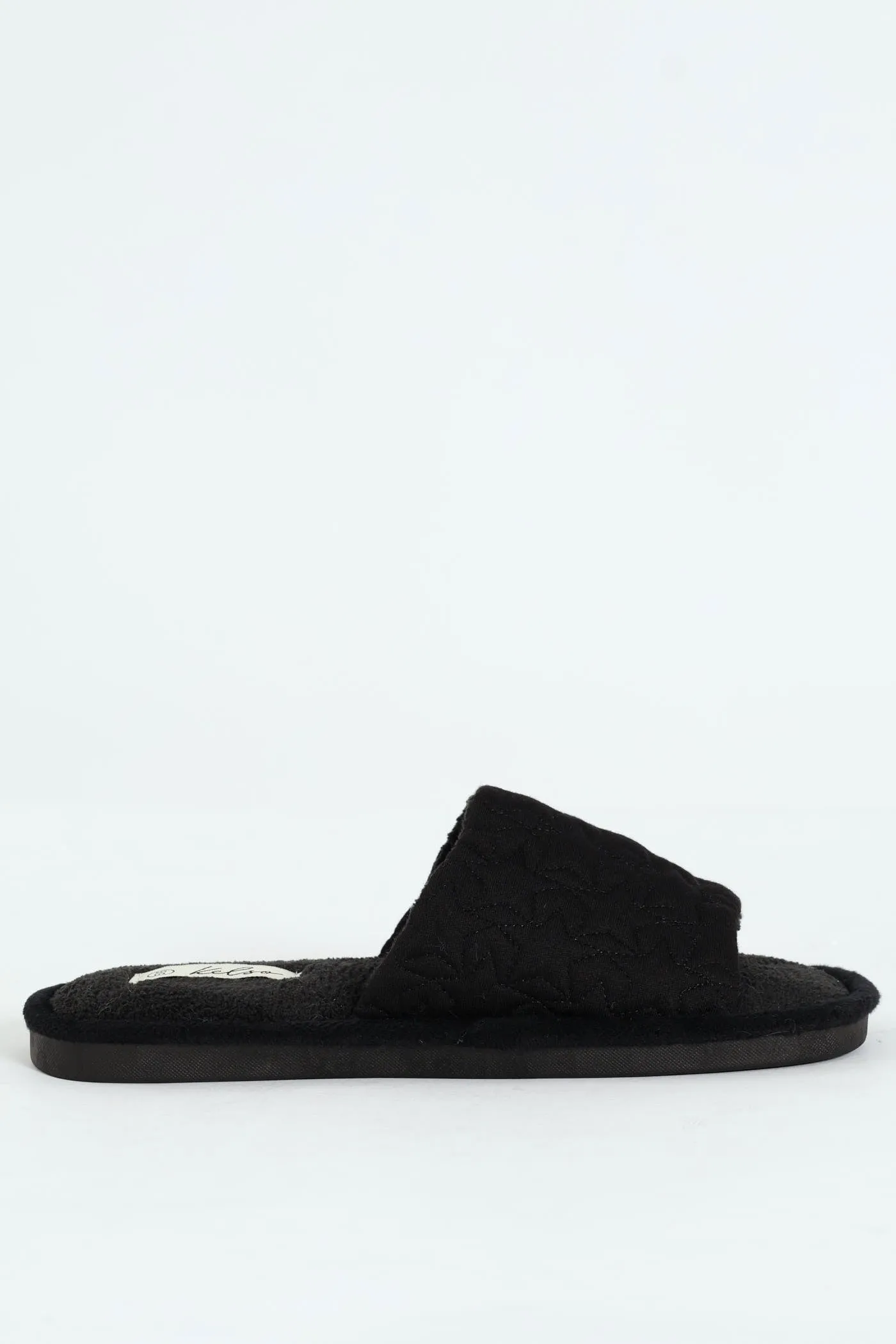 Jersey Knit Single Band Mule Slipper - Black