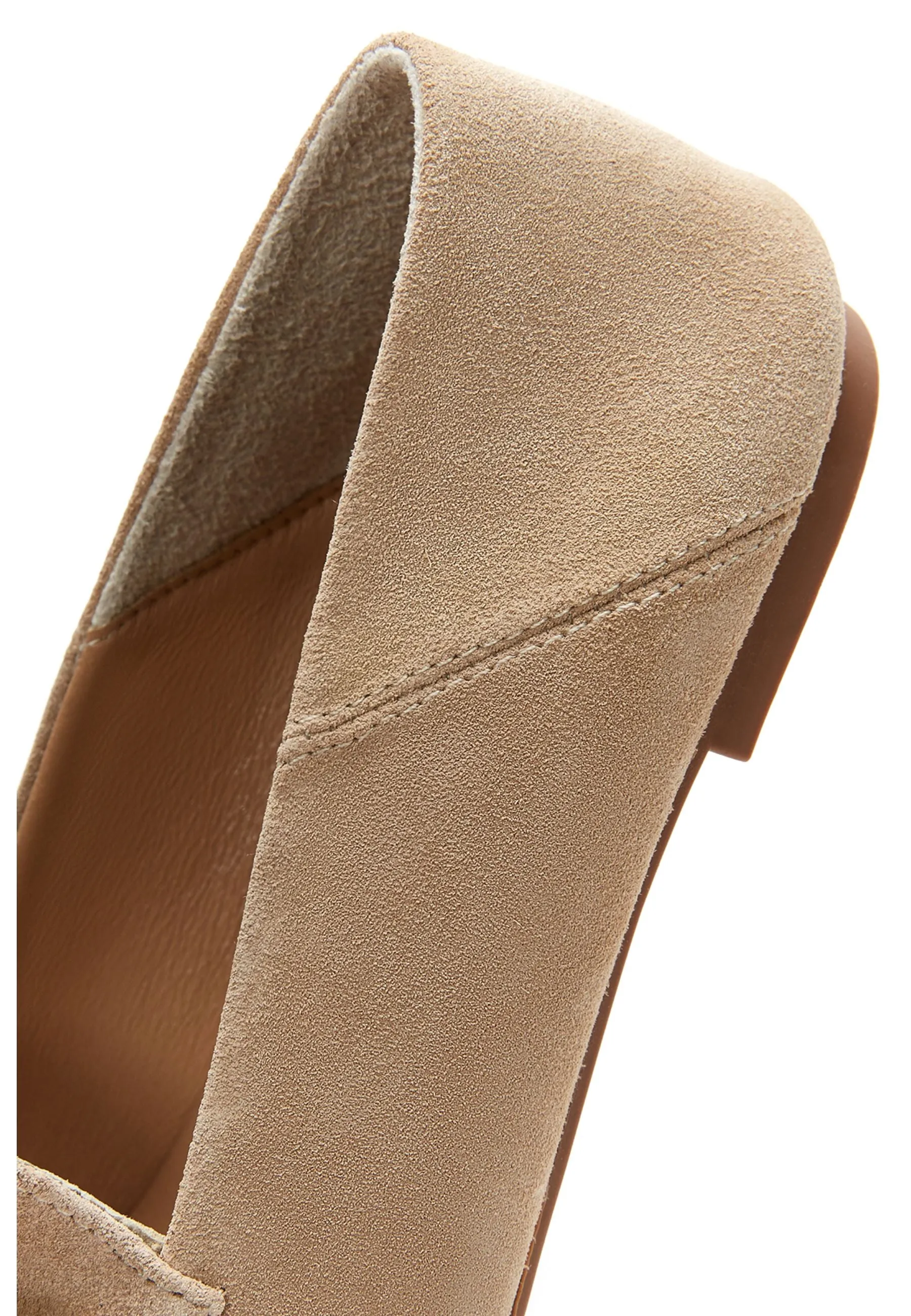 Kadın Bej Süet Deri Maskülen Loafer
