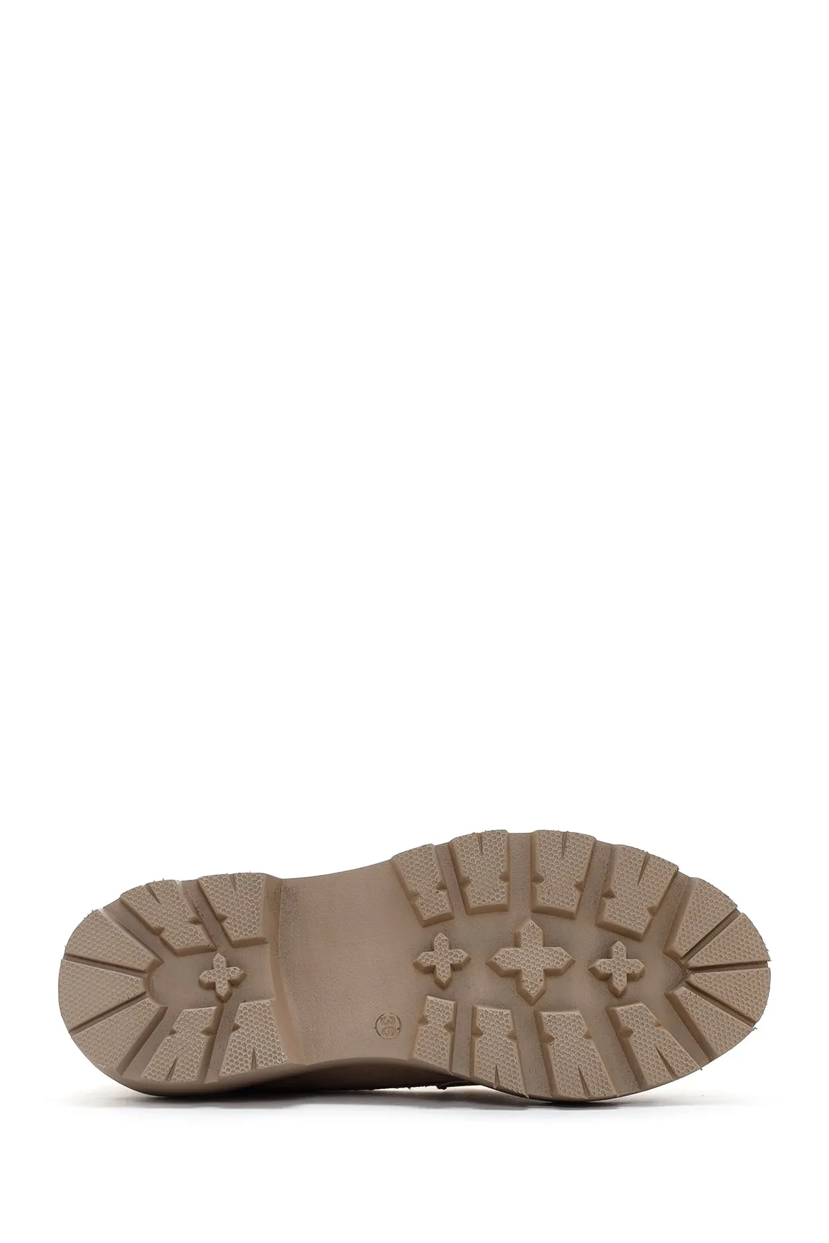 Kadın Bej Süet Tokalı Maskülen Loafer