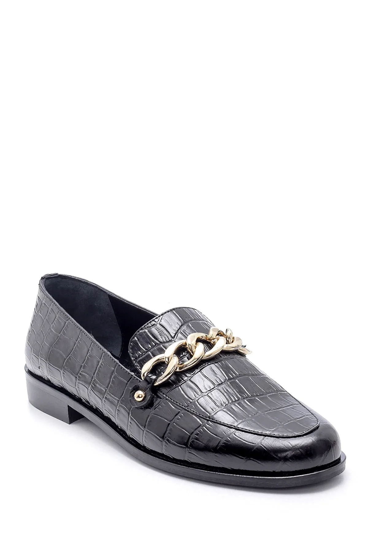 Kadın Deri Kroko Desenli Loafer