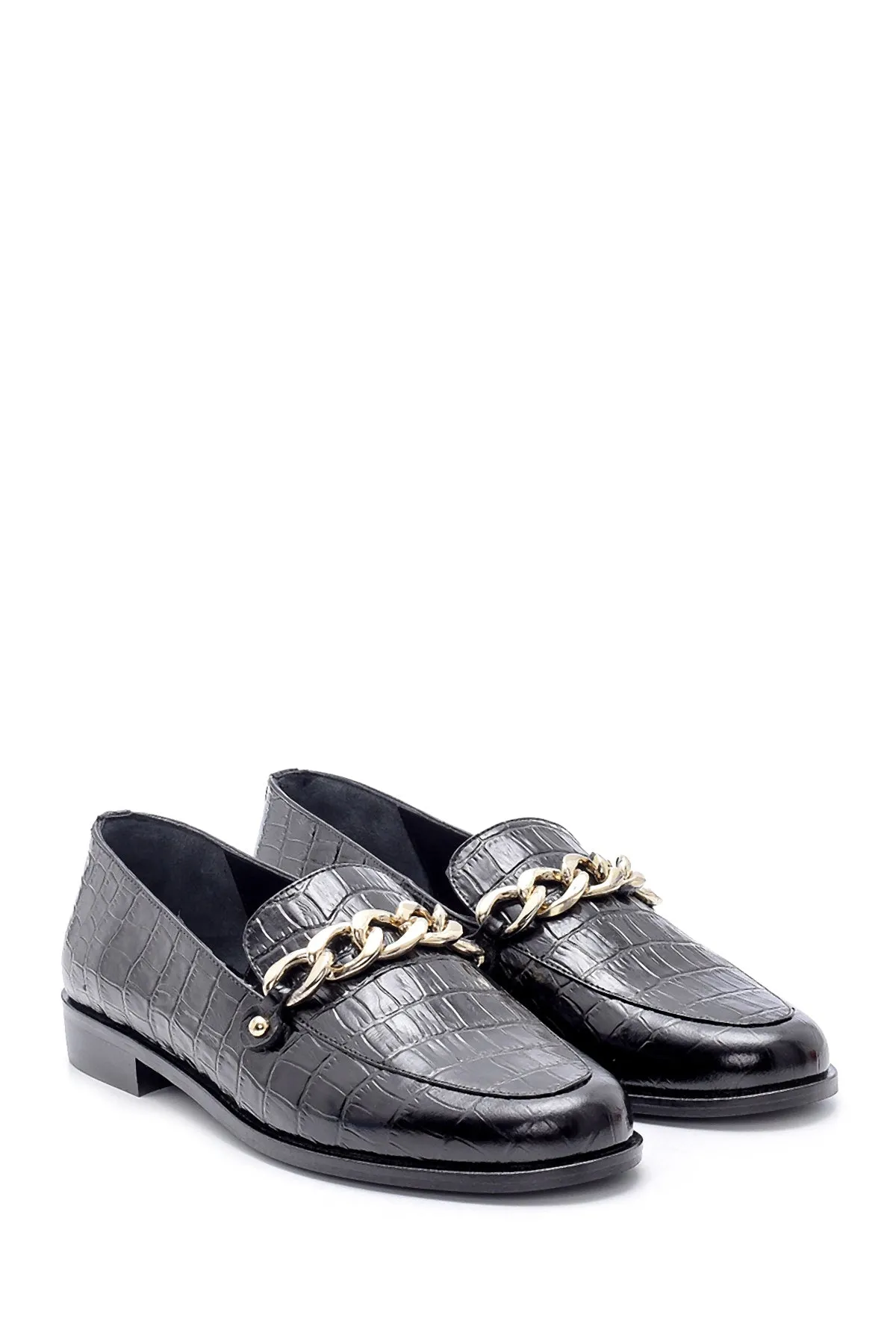 Kadın Deri Kroko Desenli Loafer