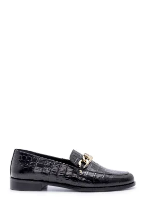 Kadın Deri Kroko Desenli Loafer