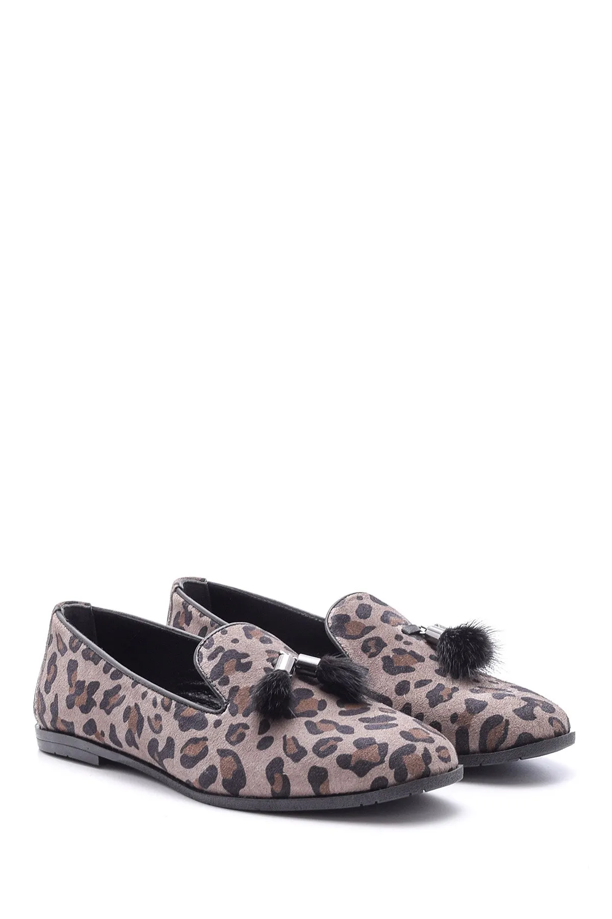 Kadın Deri Leopar Desenli Loafer