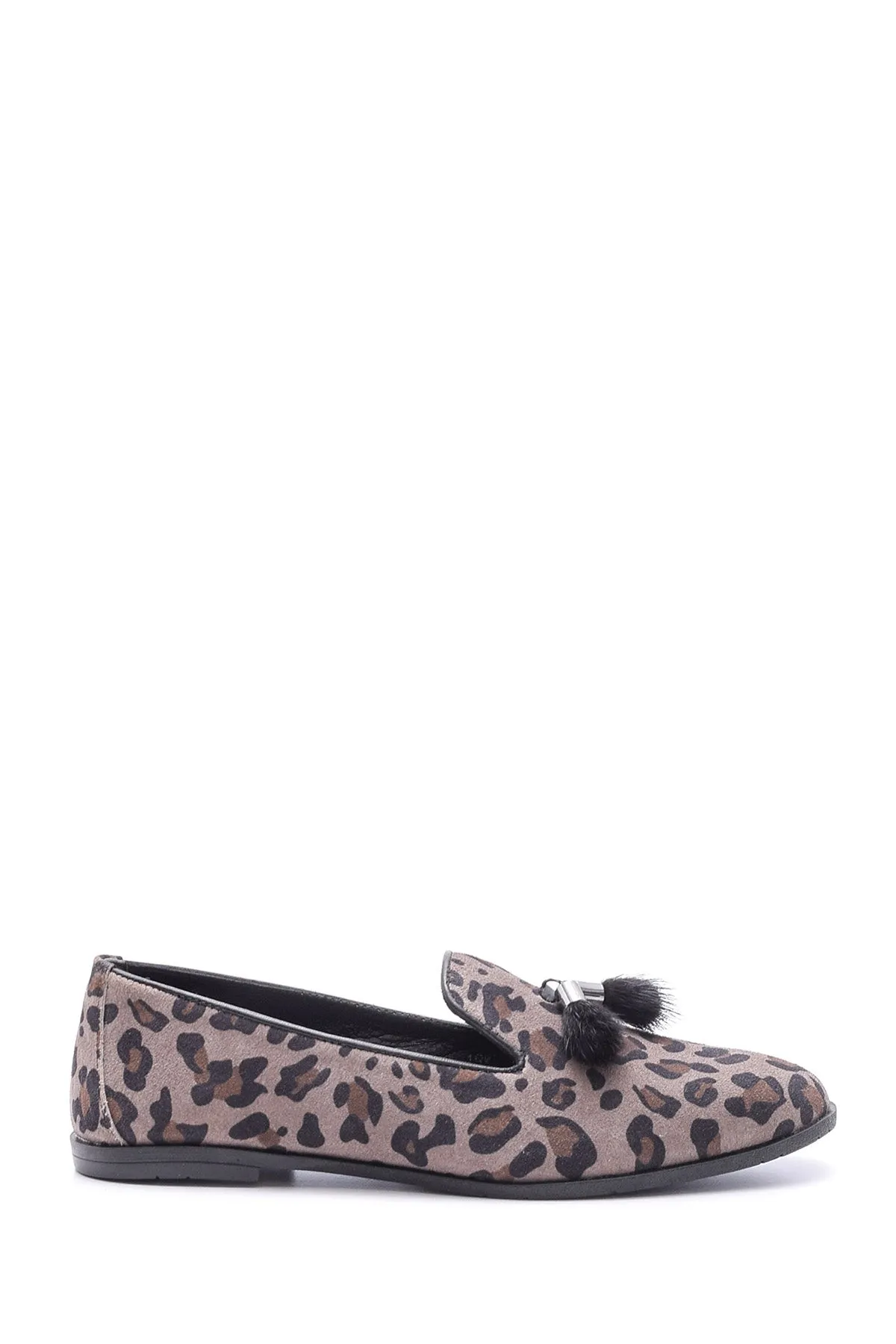 Kadın Deri Leopar Desenli Loafer