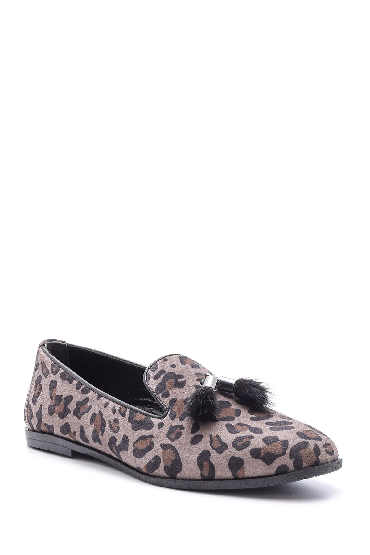 Kadın Deri Leopar Desenli Loafer