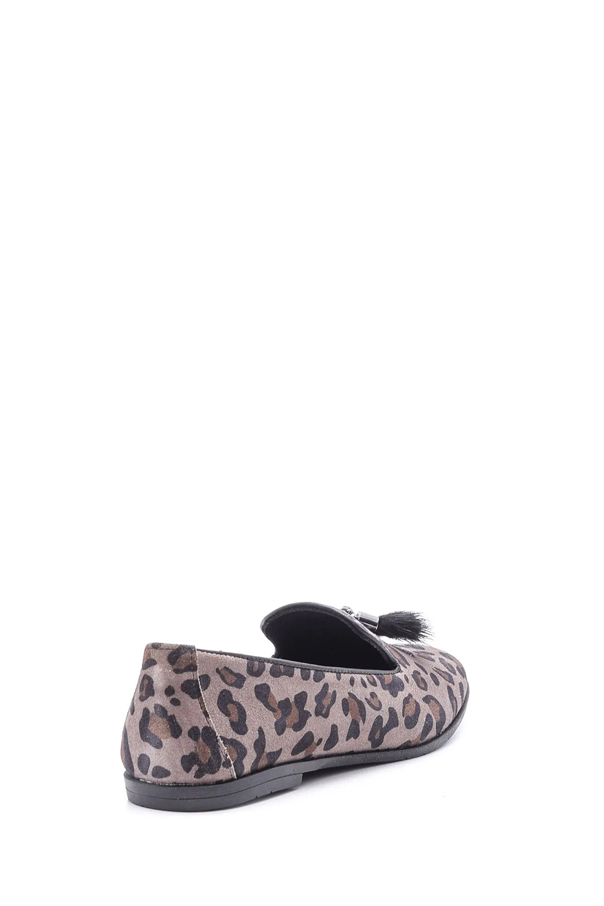 Kadın Deri Leopar Desenli Loafer