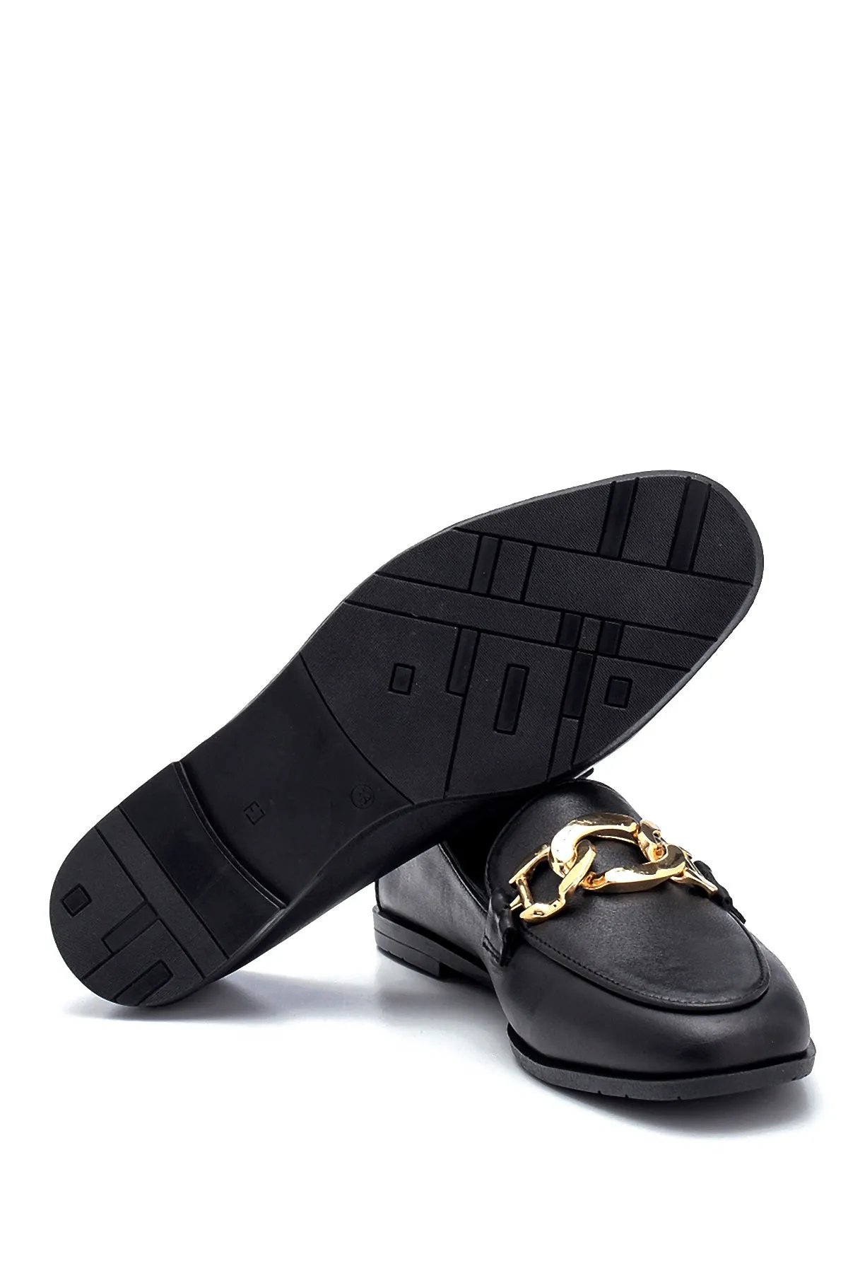 Kadın Deri Zincir Detaylı Loafer