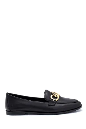Kadın Deri Zincir Detaylı Loafer
