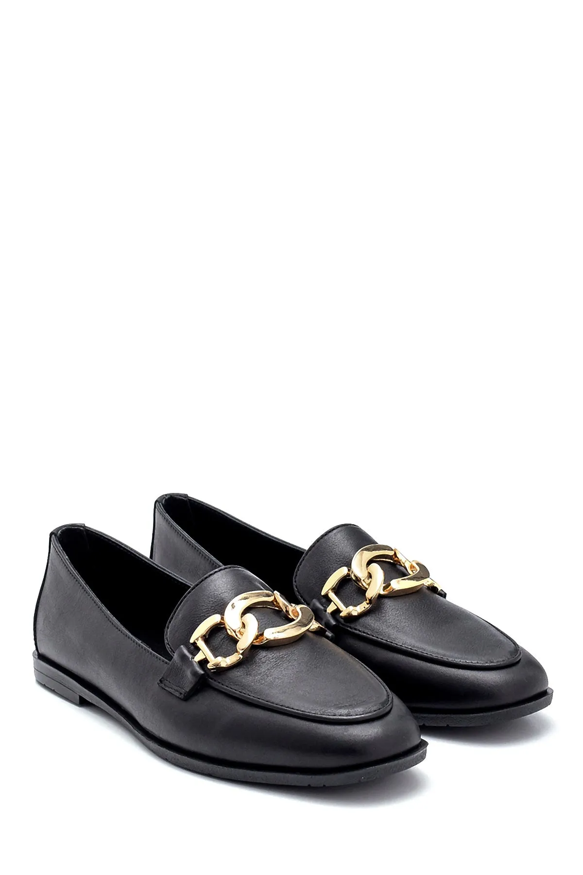 Kadın Deri Zincir Detaylı Loafer