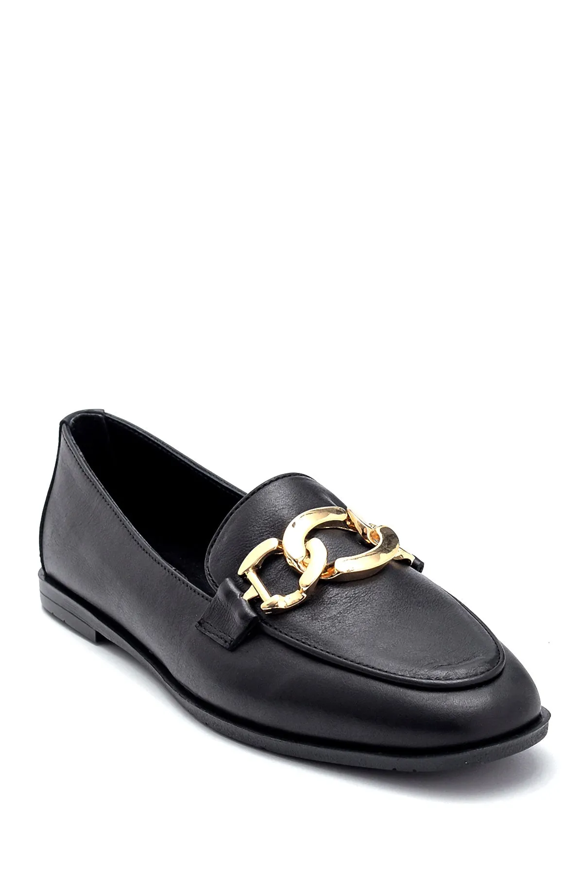 Kadın Deri Zincir Detaylı Loafer