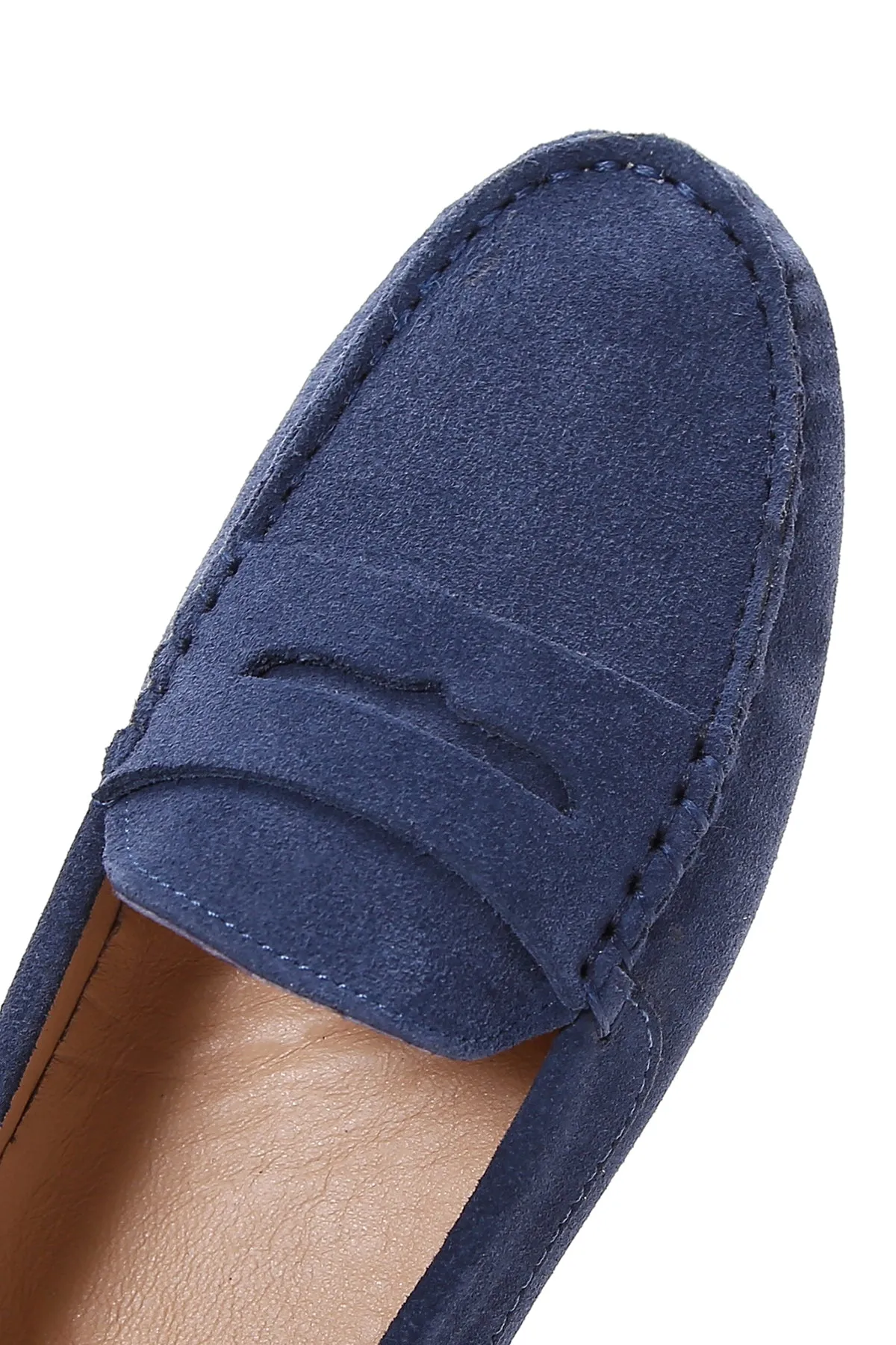 Kadın Lacivert Süet Deri Loafer