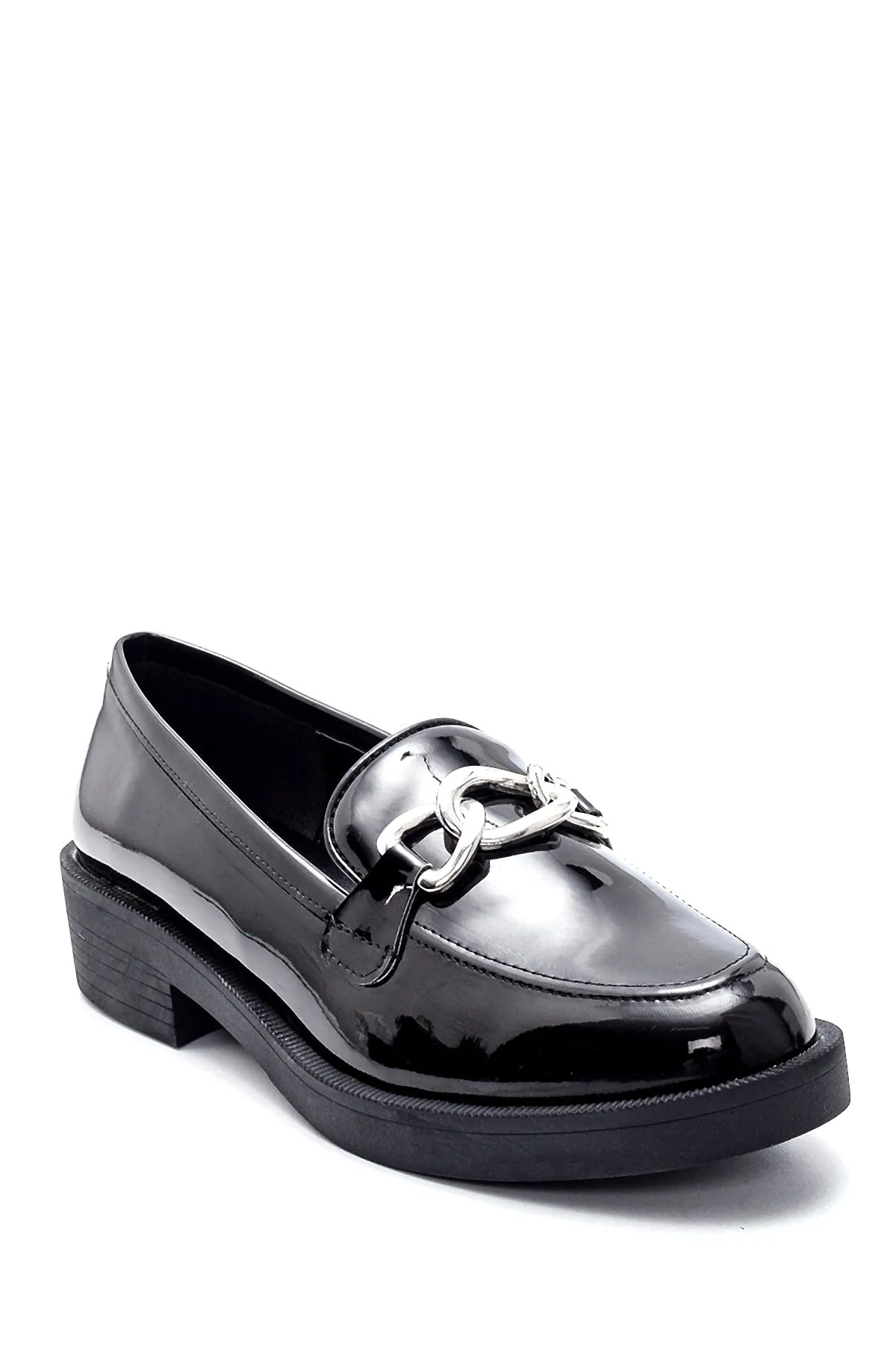 Kadın Rugan Zincir Detaylı Loafer