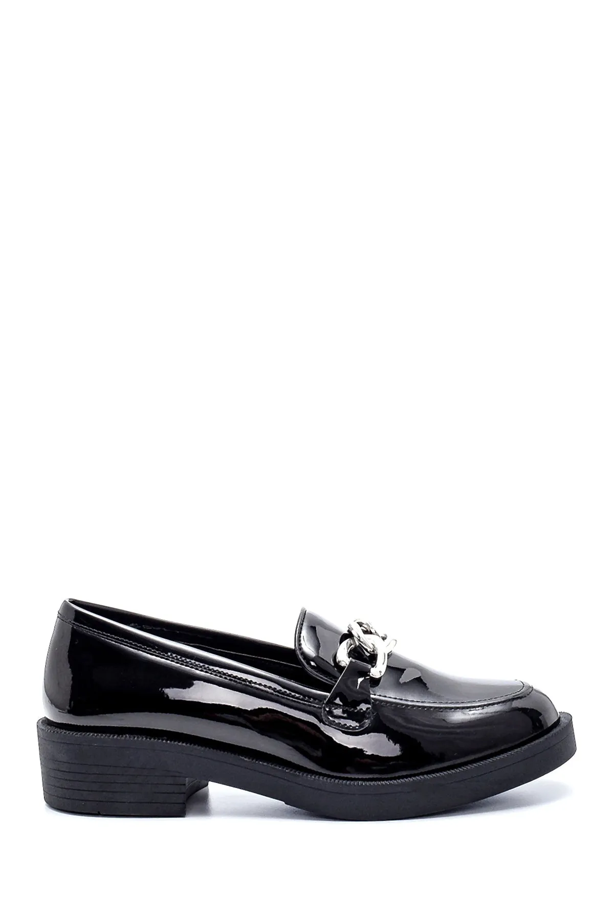 Kadın Rugan Zincir Detaylı Loafer