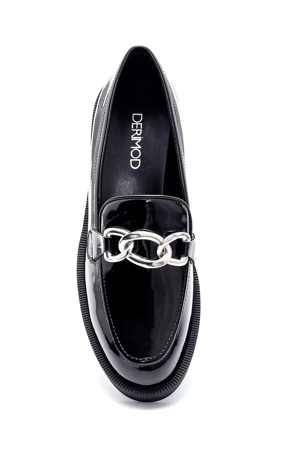 Kadın Rugan Zincir Detaylı Loafer