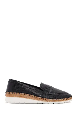 Kadın Siyah Deri Comfort Loafer