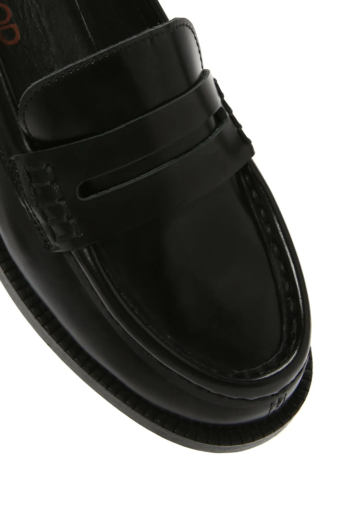 Kadın Siyah Deri Maskülen Loafer