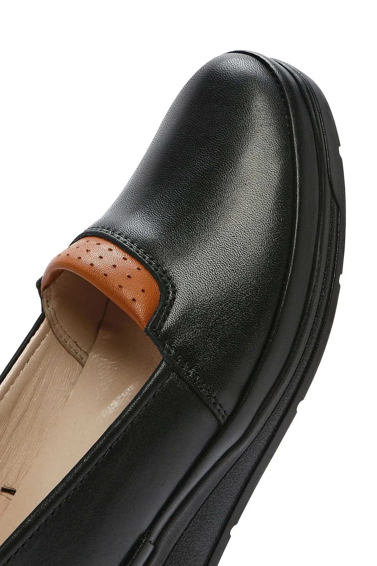 Kadın Siyah Dolgu Topuklu Deri Comfort Loafer
