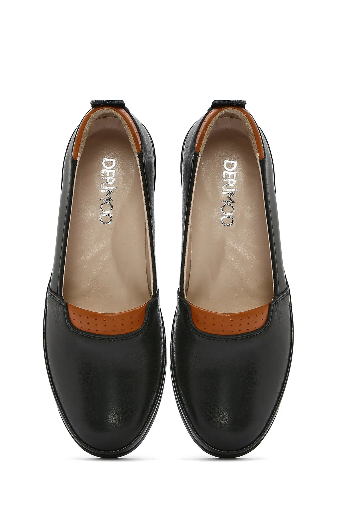 Kadın Siyah Dolgu Topuklu Deri Comfort Loafer
