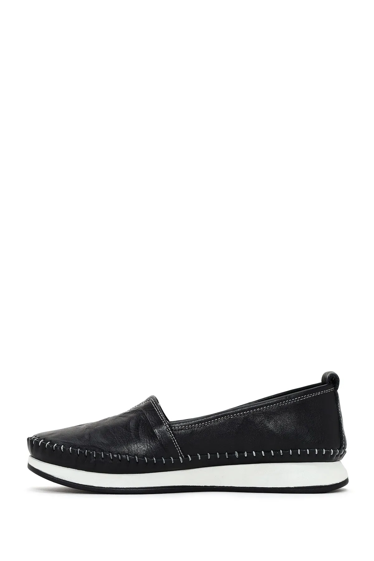 Kadın Siyah Kalın Tabanlı Deri Comfort Loafer