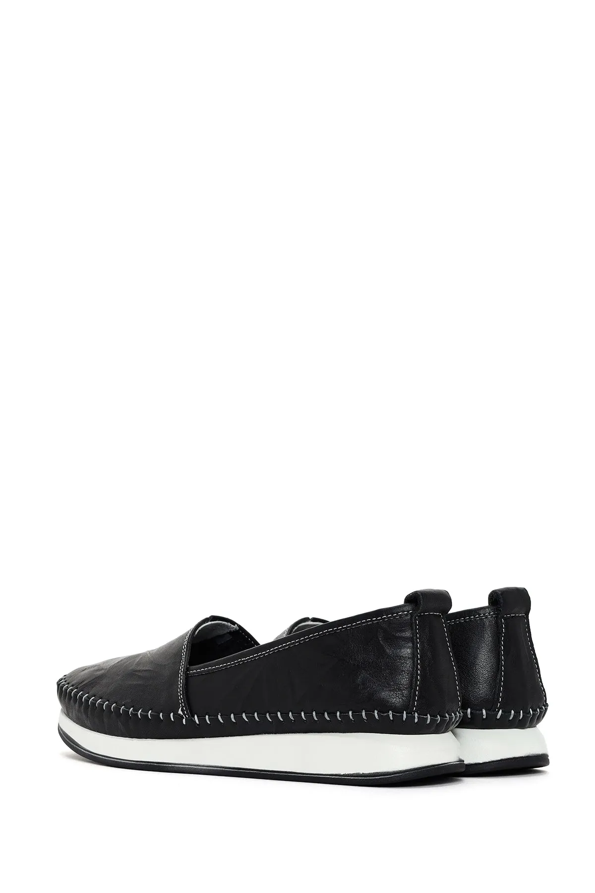 Kadın Siyah Kalın Tabanlı Deri Comfort Loafer