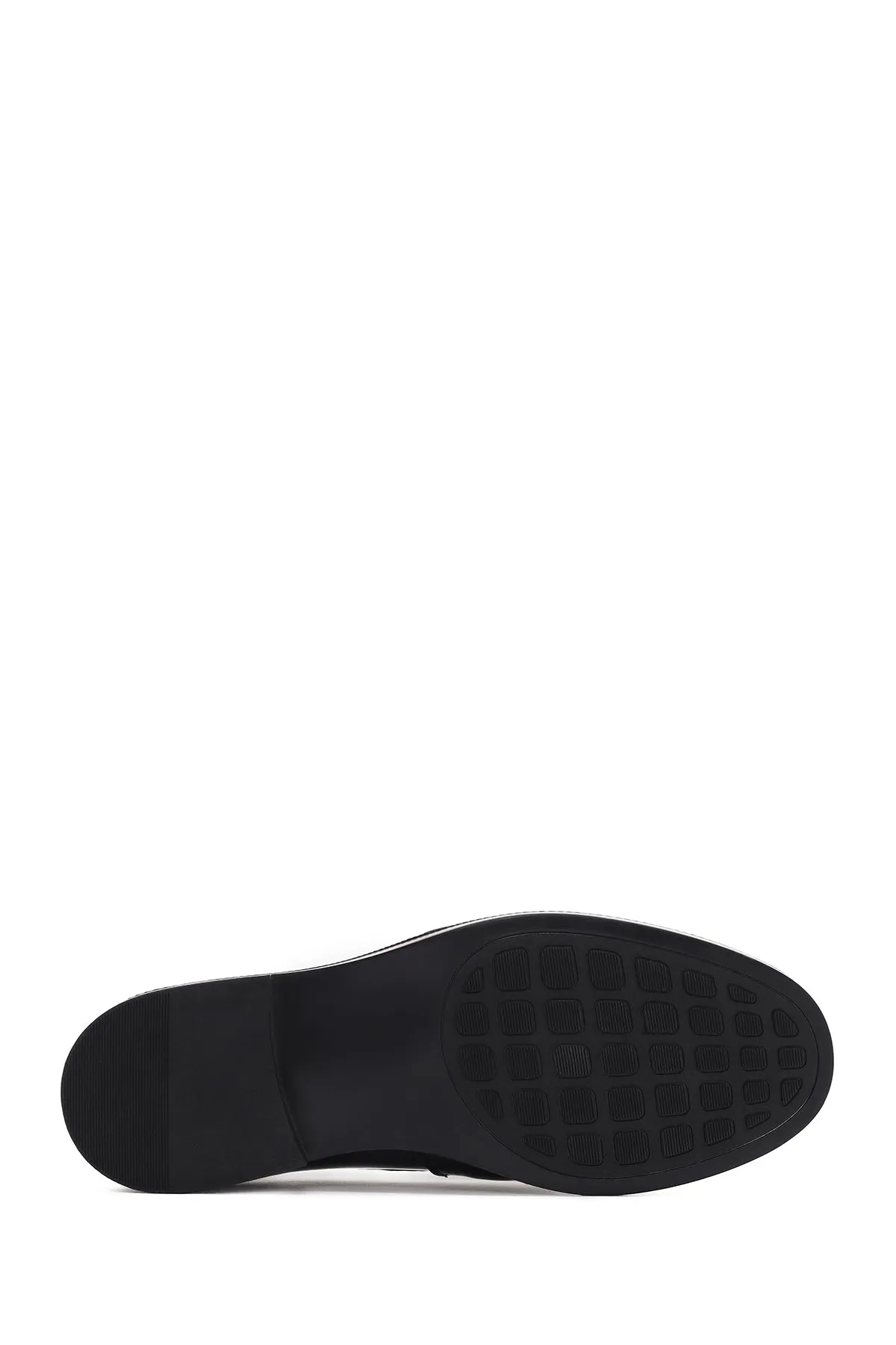 Kadın Siyah Rugan Deri Maskülen Loafer