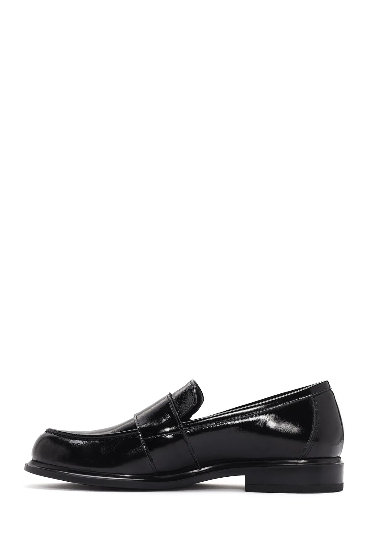 Kadın Siyah Rugan Deri Maskülen Loafer