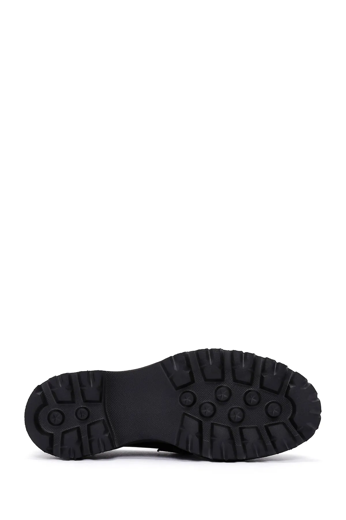 Kadın Siyah Zincir Detaylı Deri Maskülen Loafer