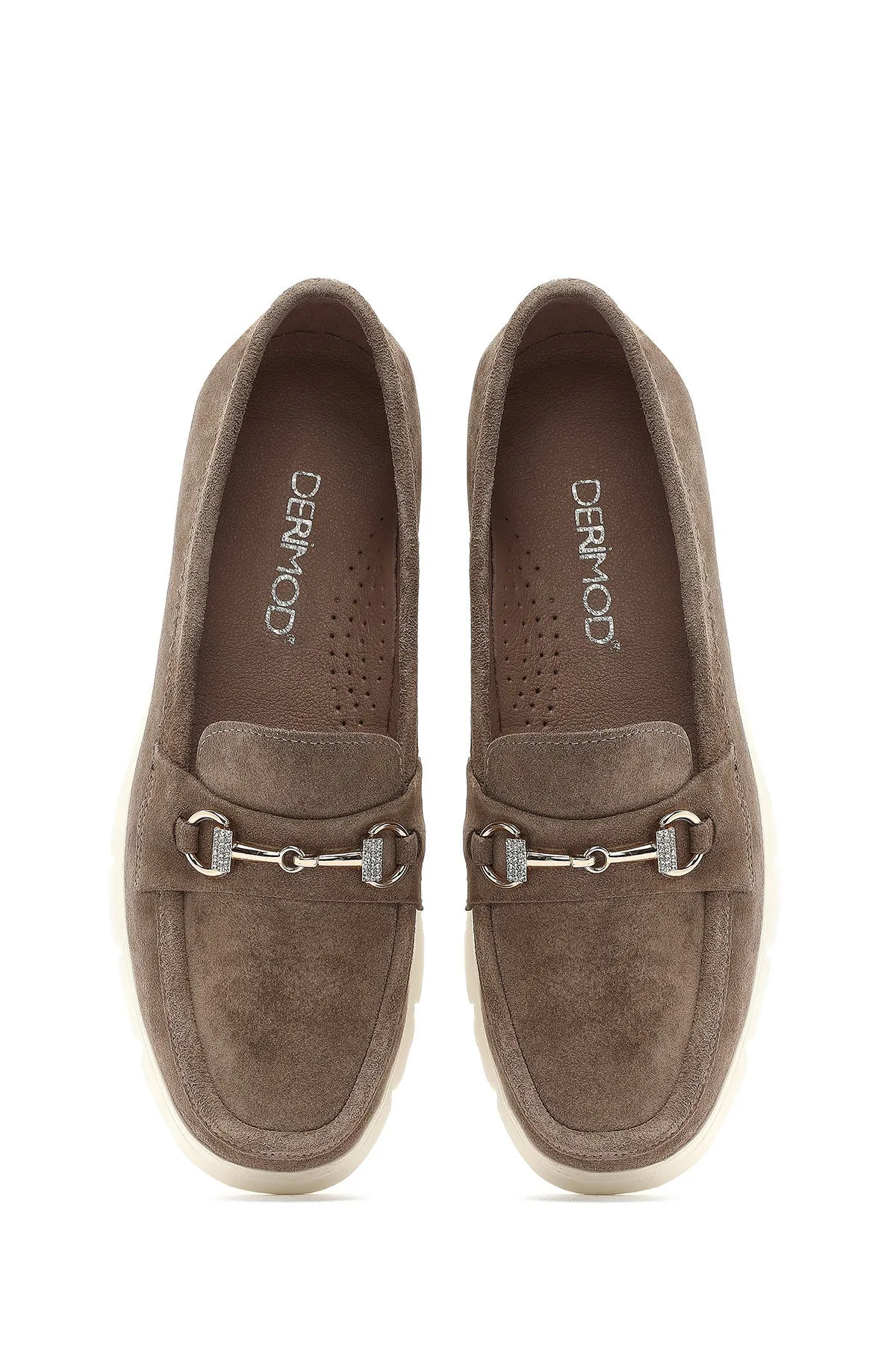 Kadın Vizon Dolgu Topuklu Süet Deri Comfort Loafer