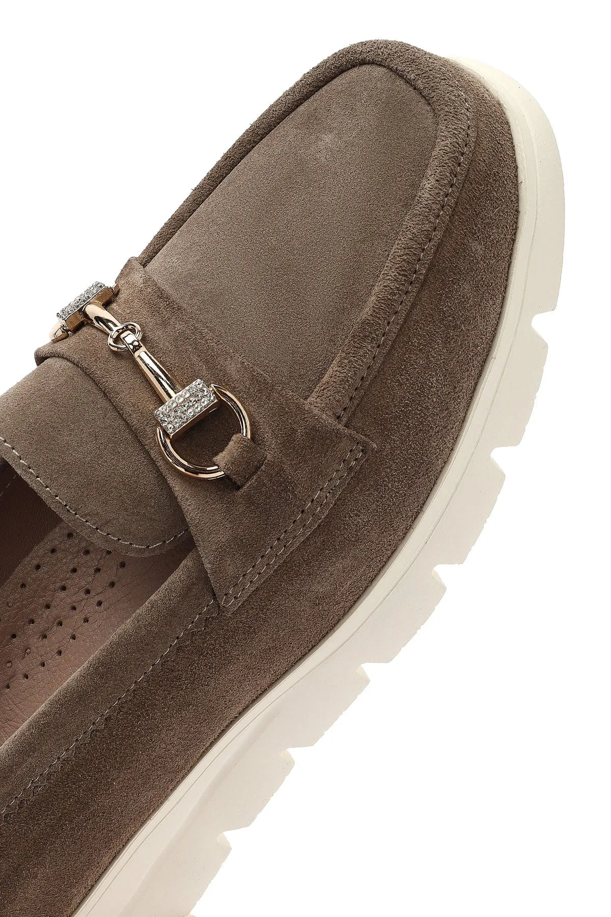 Kadın Vizon Dolgu Topuklu Süet Deri Comfort Loafer