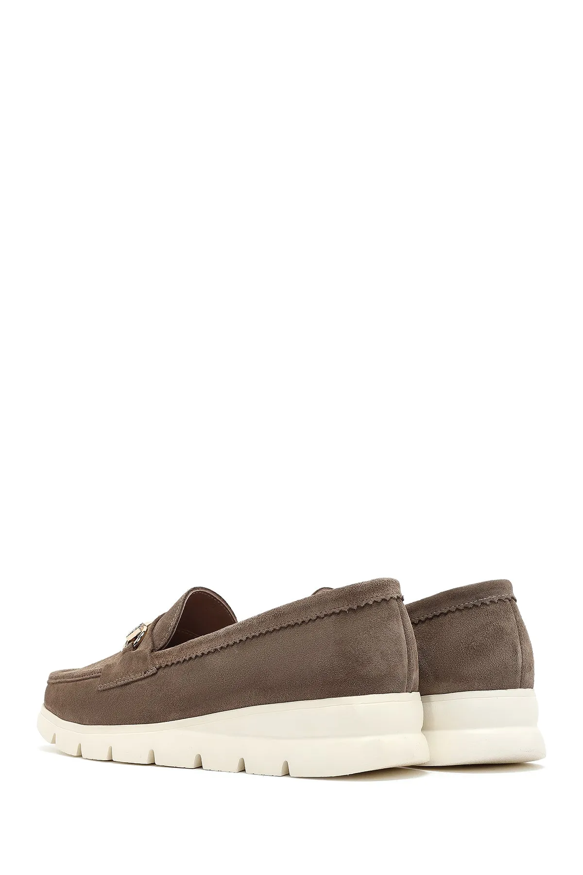 Kadın Vizon Dolgu Topuklu Süet Deri Comfort Loafer