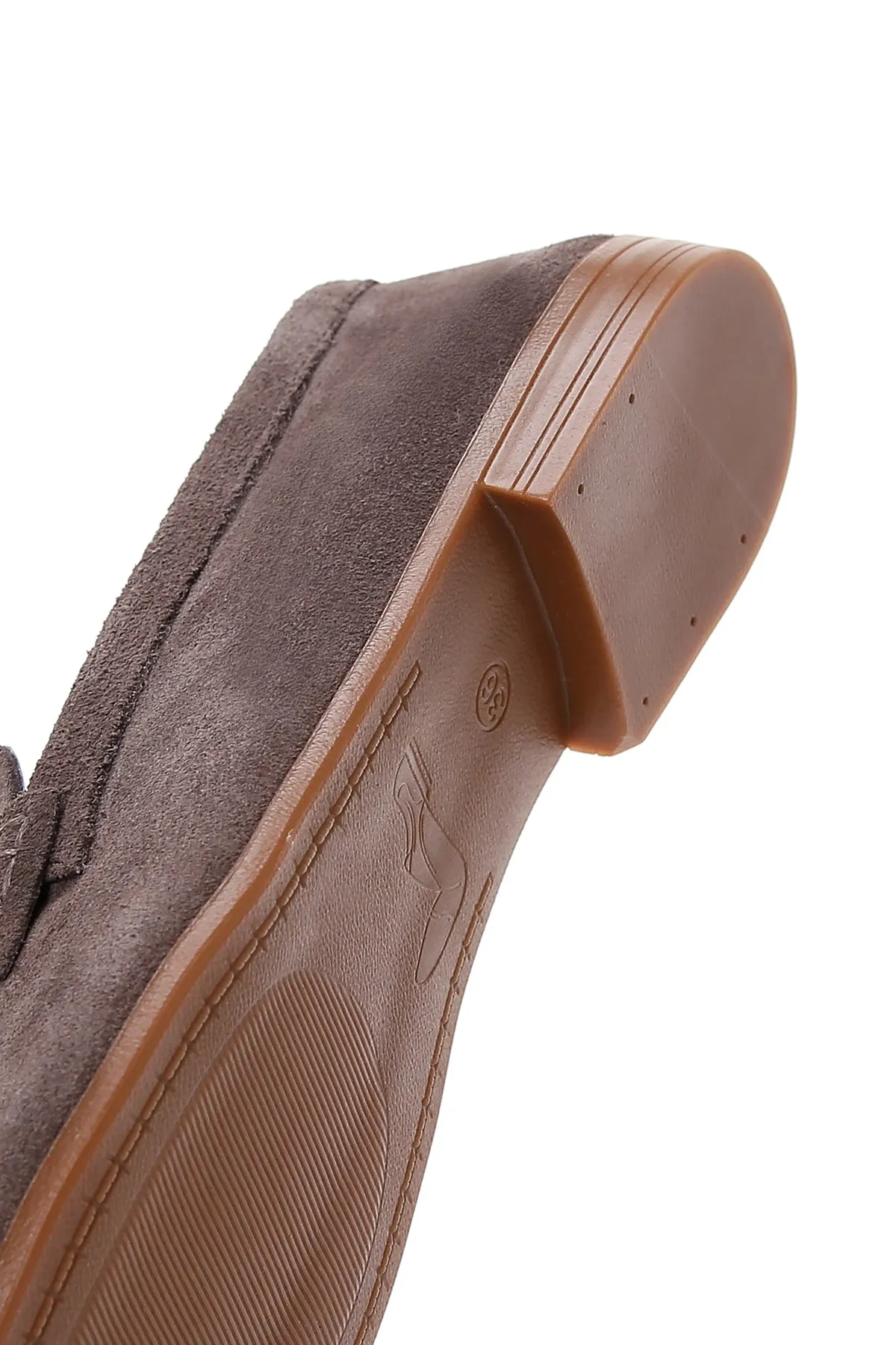 Kadın Vizon Süet Deri Maskülen Loafer