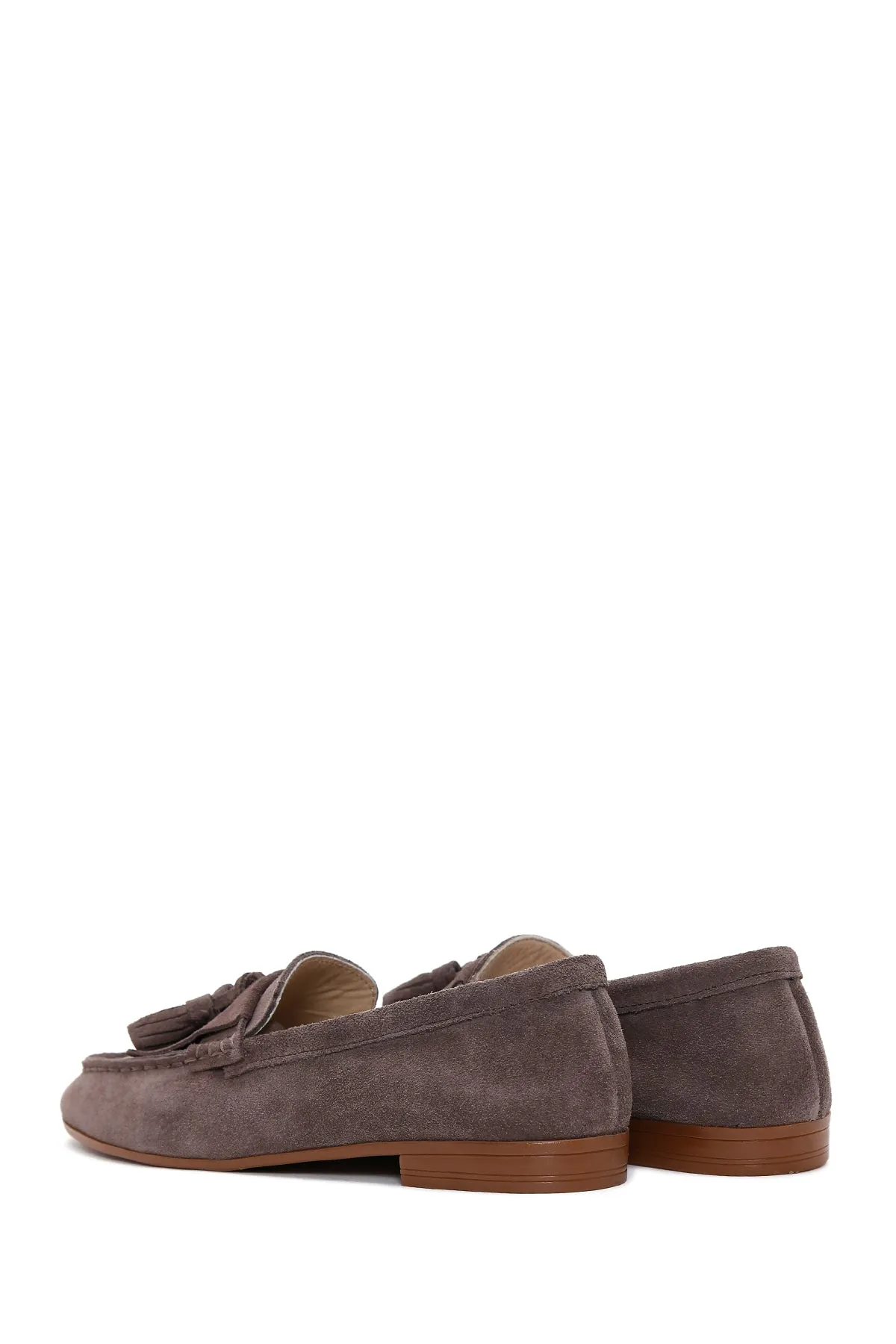 Kadın Vizon Süet Deri Maskülen Loafer