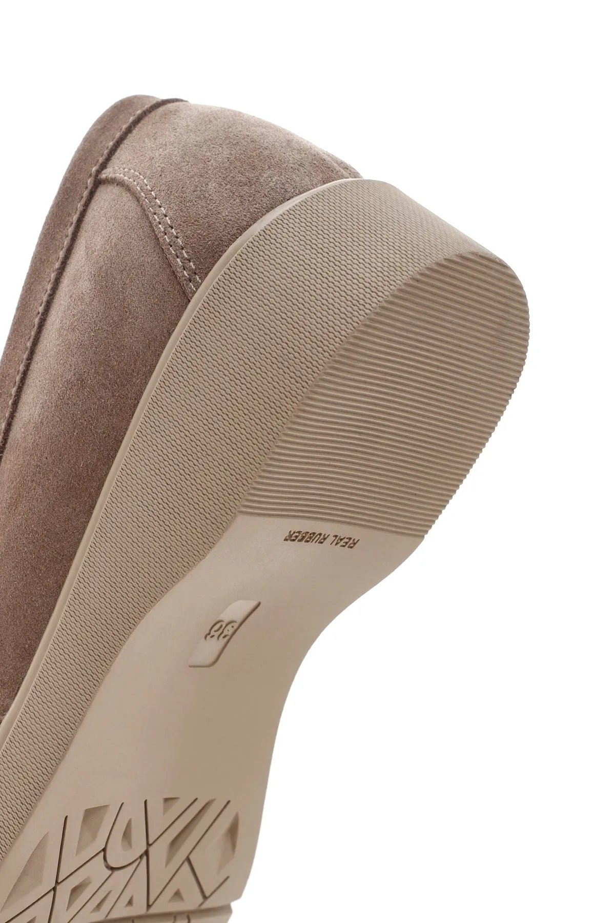 Kadın Vizon Süet Deri Tokalı Comfort Casual Loafer