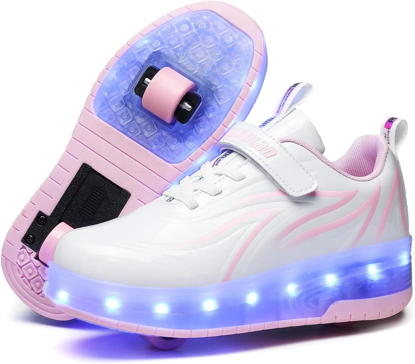 Kids Light Up Shoes with Wheels USB Chargable Colorful Light Up Roller Skate Shoes
