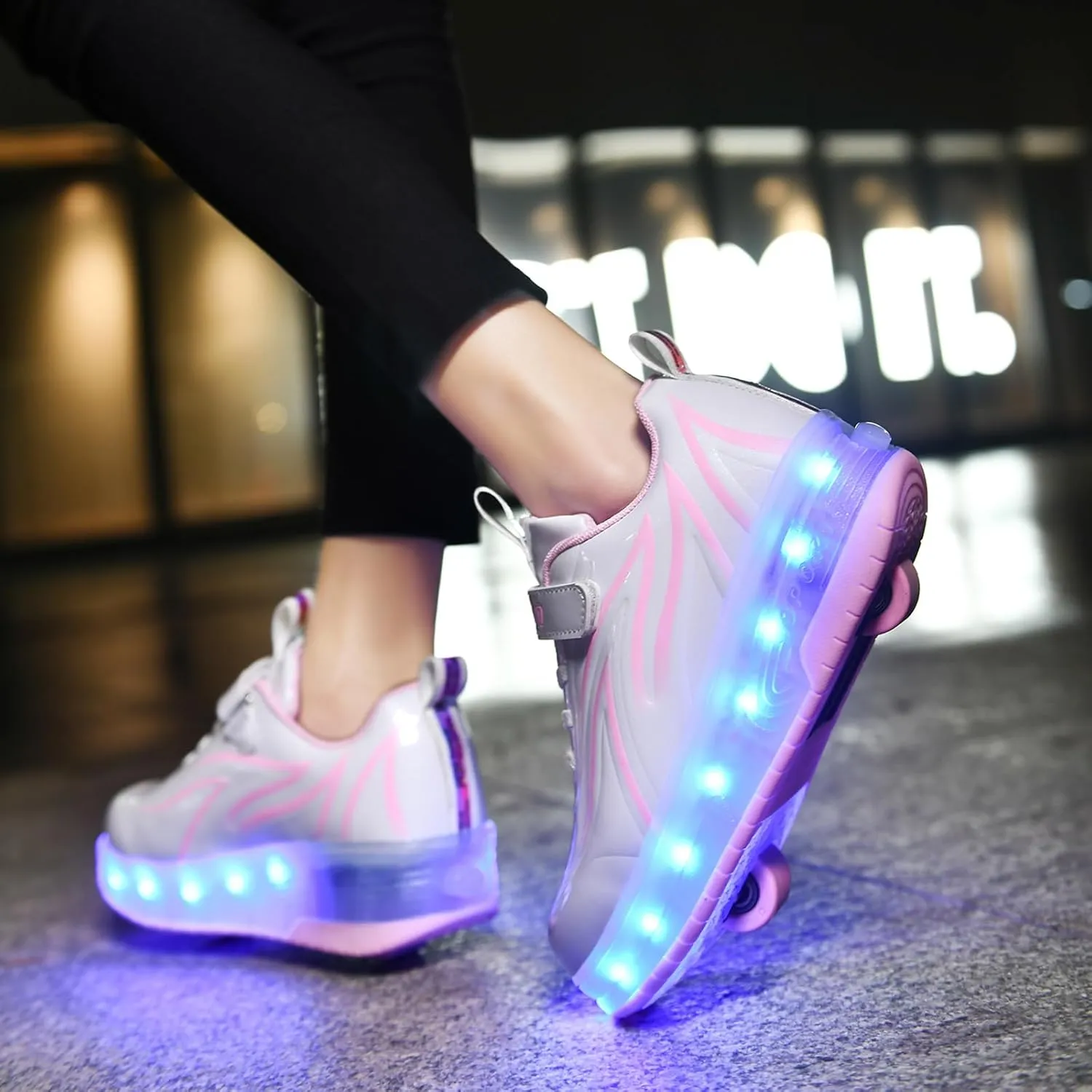 Kids Light Up Shoes with Wheels USB Chargable Colorful Light Up Roller Skate Shoes