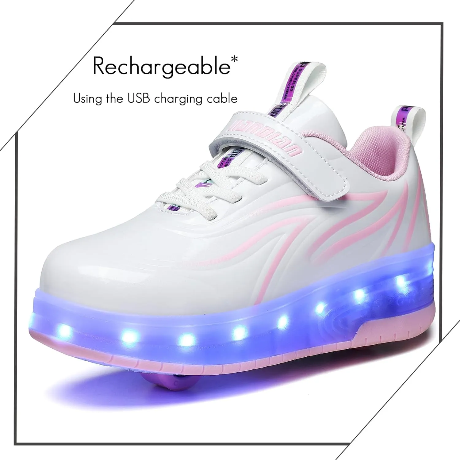 Kids Light Up Shoes with Wheels USB Chargable Colorful Light Up Roller Skate Shoes