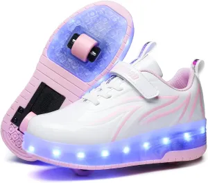 Kids Light Up Shoes with Wheels USB Chargable Colorful Light Up Roller Skate Shoes
