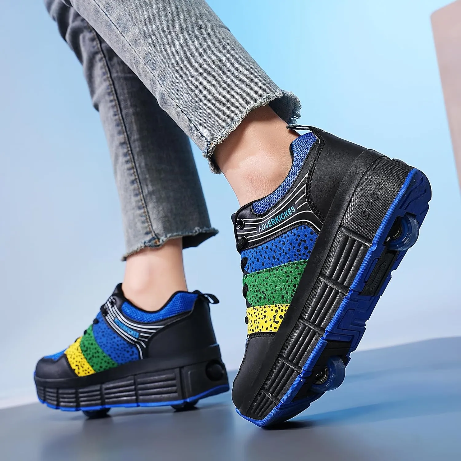 Kids Roller Skate Shoes with Wheels Roller Sneakers for Boys Girls Kids Deformation Wheeled Shoes ﻿