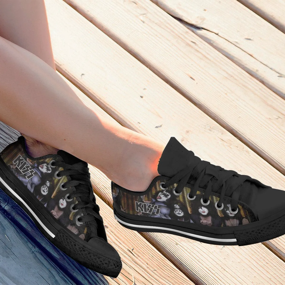 kiss band mens low cut sneakers