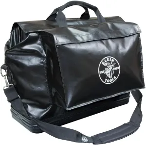 Klein Tools 5182BLA Large Vinyl Equipment Bag With Detachable Shoulder Strap with Two Heavy-Duty, Side-Action Buckles, Black