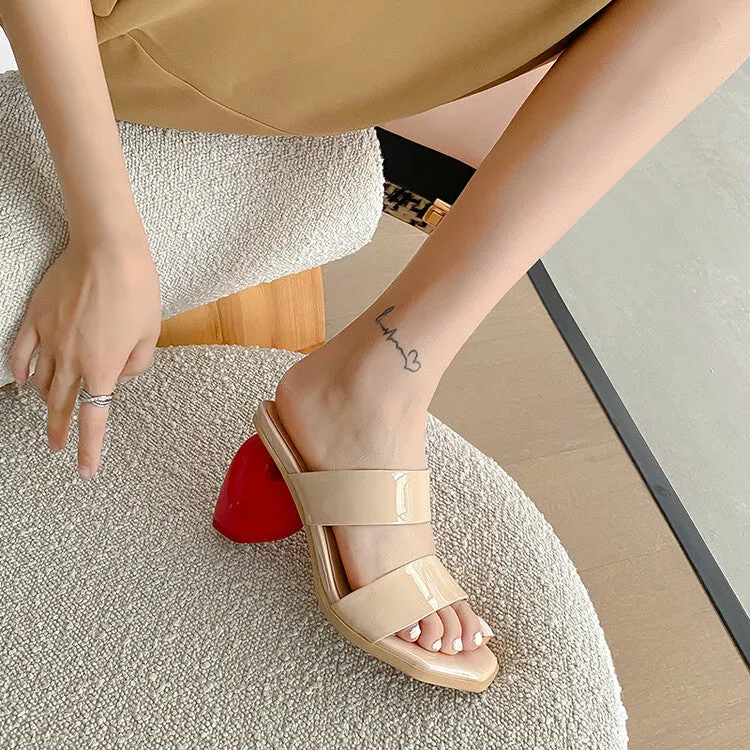 Ladies Open Toe Heart Heel Slide Sandals