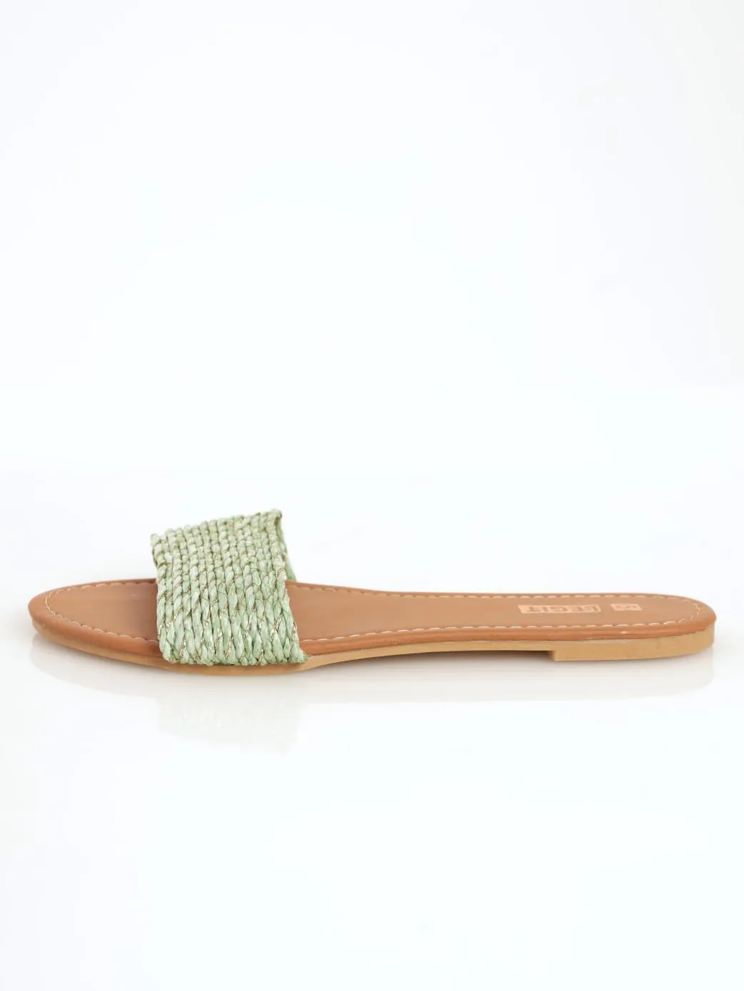 Ladies Single Band Mule Twist Weave Sandal - Sage