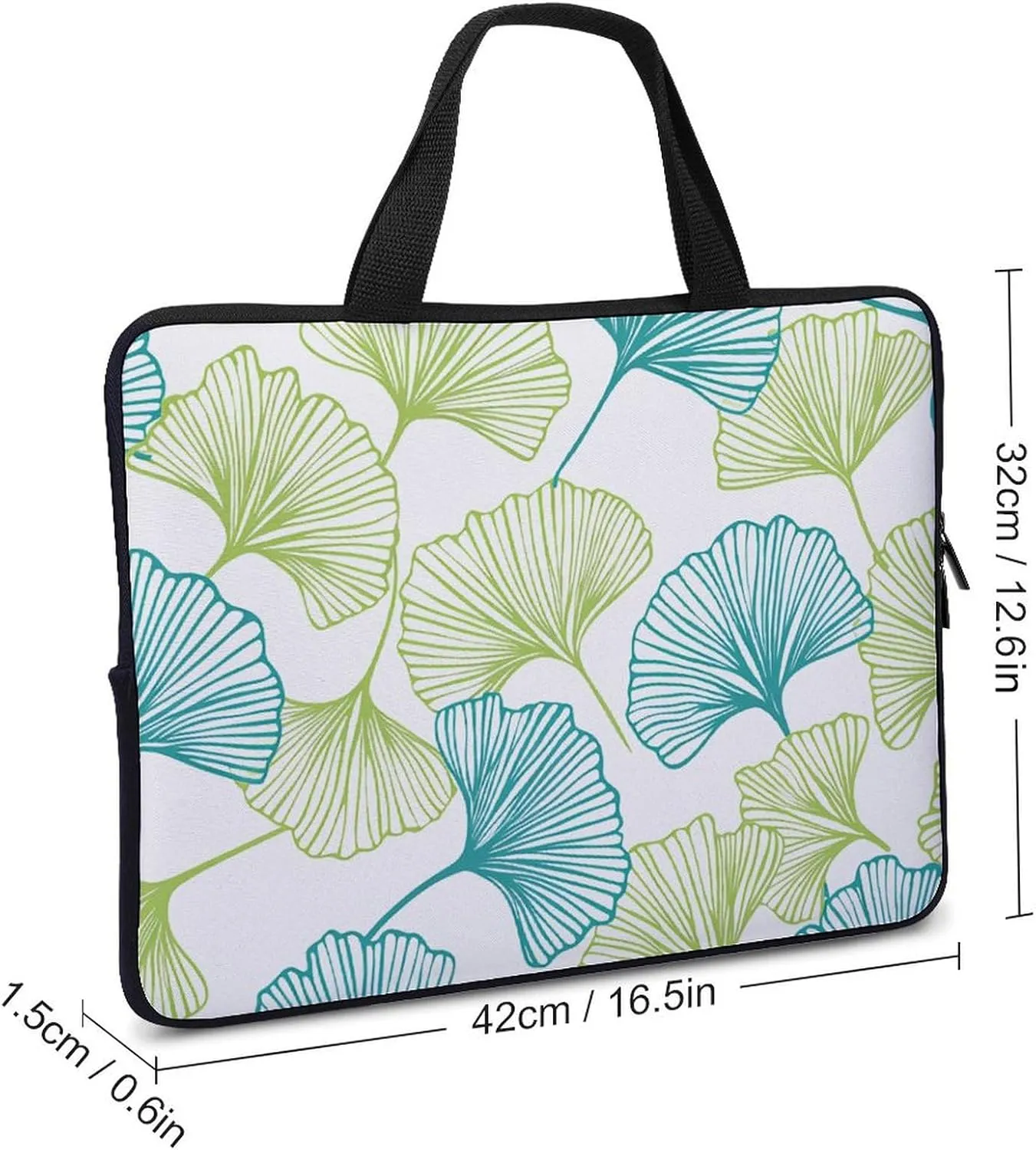 Laptop Shoulder Bag Laptop Bag Computer Bag Leaf Outline Doodle Messenger Bag for Unisex
