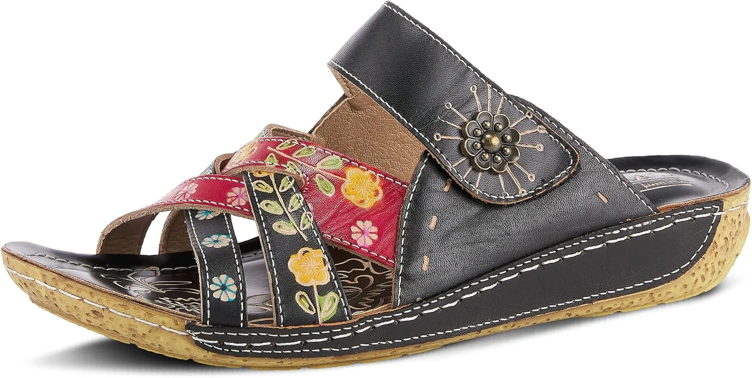 L'Artiste by Spring Step Women's Style Leigh Leather Slide Sandal