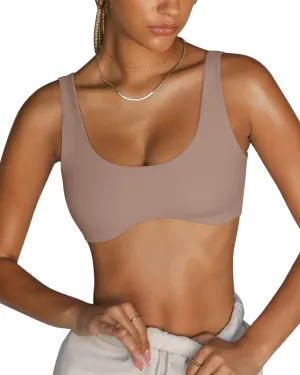 LASLULU Sexy Sports Bras for Women Scoop Neck Sleeveless Padded Bra Workout Yoga Crop Top