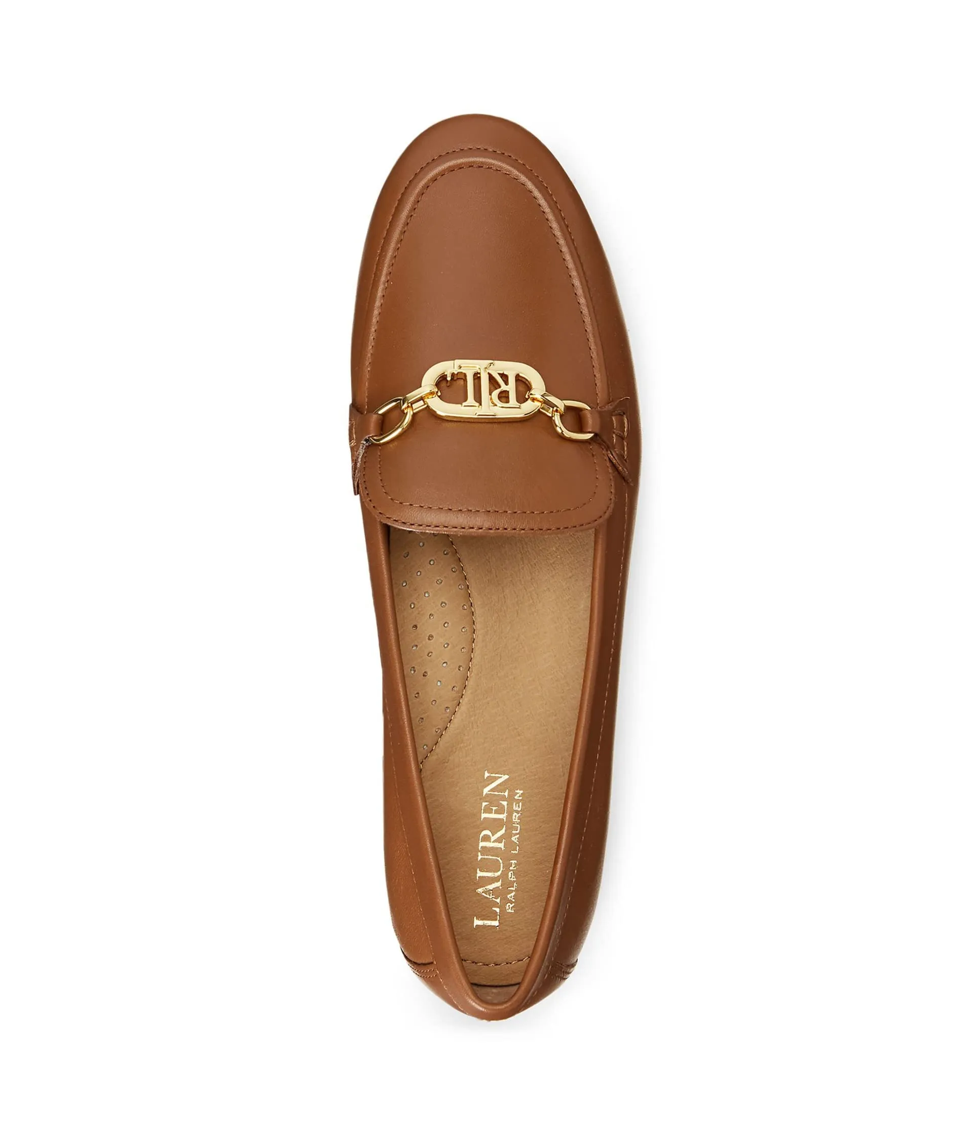 Lauren Ralph Lauren Womens Averi Nappa Leather Loafer Deep Saddle Tan 9.5 B - Medium