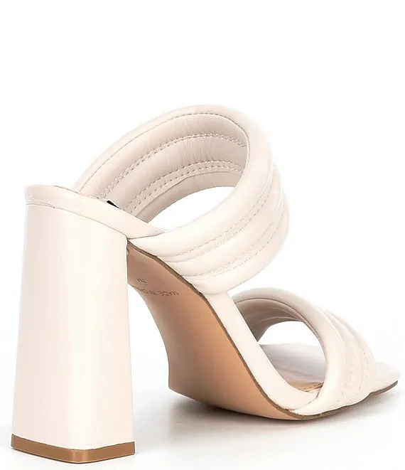 Leather Band Block Heel Mule Sandal