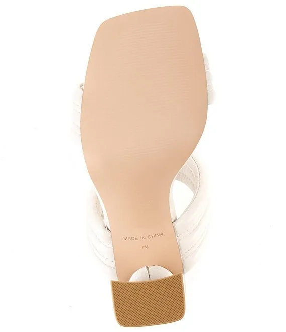 Leather Band Block Heel Mule Sandal